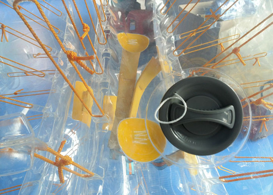 Fútbol inflable transparente de la burbuja, manija amarilla/correas/fútbol del topetón de la burbuja de la cuerda proveedor